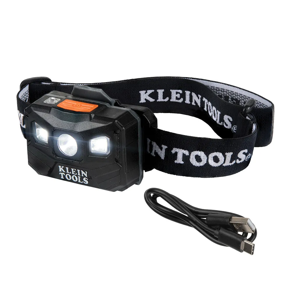 Klein Tools Rechargeable Headlamp with Fabric Strap, 400 Lumens, All-Day Runtime