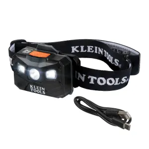 Klein Tools Rechargeable Headlamp with Fabric Strap, 400 Lumens, All-Day Runtime