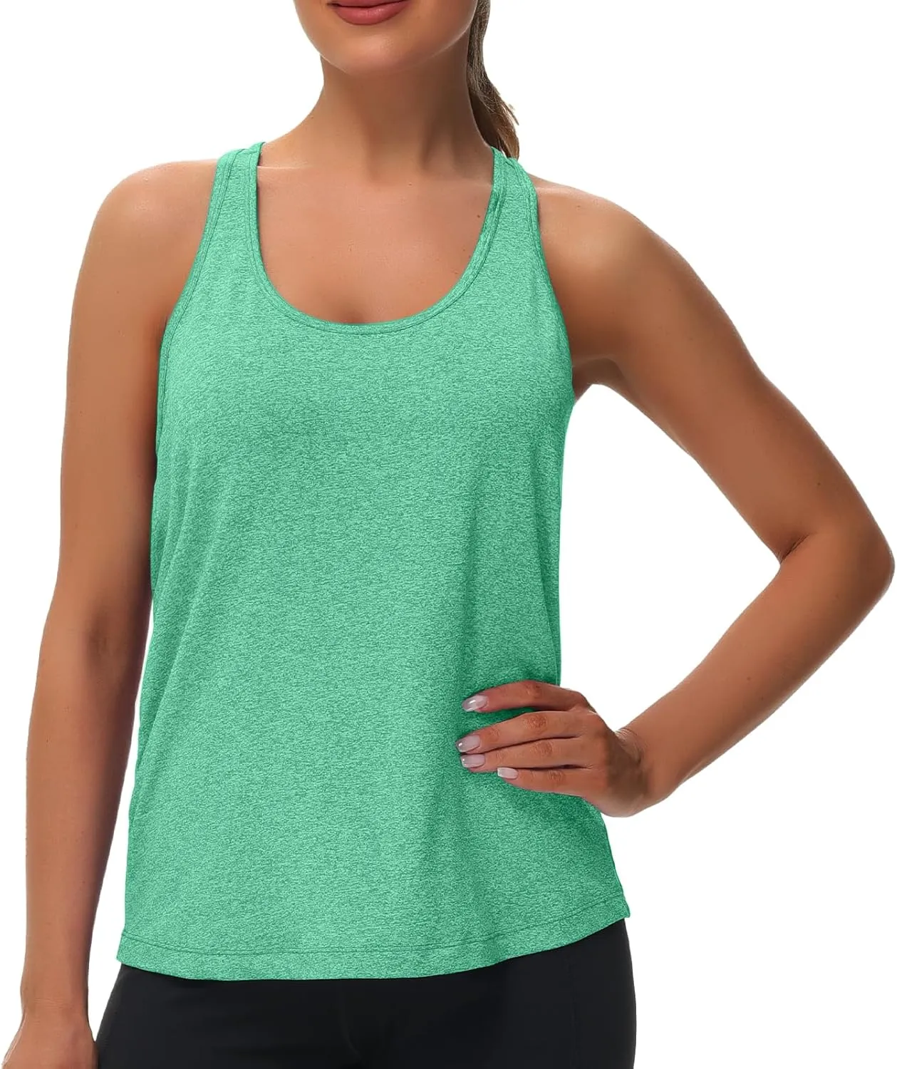KOWSPORT Womens Tank Tops Open Back Workout Tops Racerback Sleeveless Loose Athletic Tanks for Running Gym