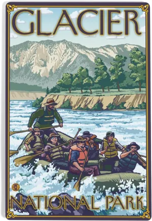 Lantern Press 12x18 Inch Metal Sign, White Water Rafting, Glacier National Park, MT