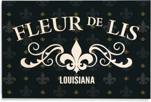 Lantern Press 12x18 Inch Premium Wood Sign, Ready to Hang Wall Decor, Louisiana, Fleur de Lis, Pattern, Black