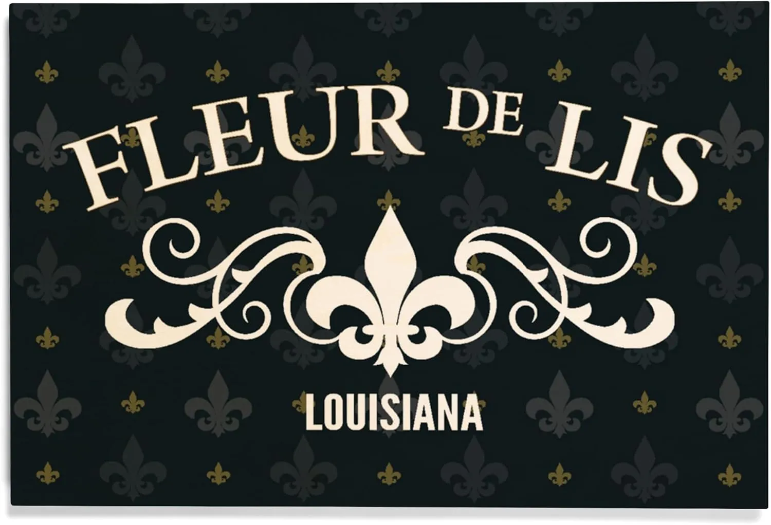 Lantern Press 12x18 Inch Premium Wood Sign, Ready to Hang Wall Decor, Louisiana, Fleur de Lis, Pattern, Black