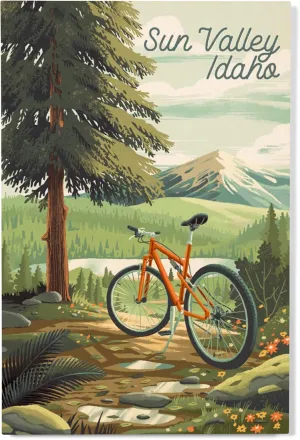 Lantern Press 12x18 Inch Premium Wood Sign, Ready to Hang Wall Decor, Sun Valley, Idaho, Off To Wander, Cycling with Mountains
