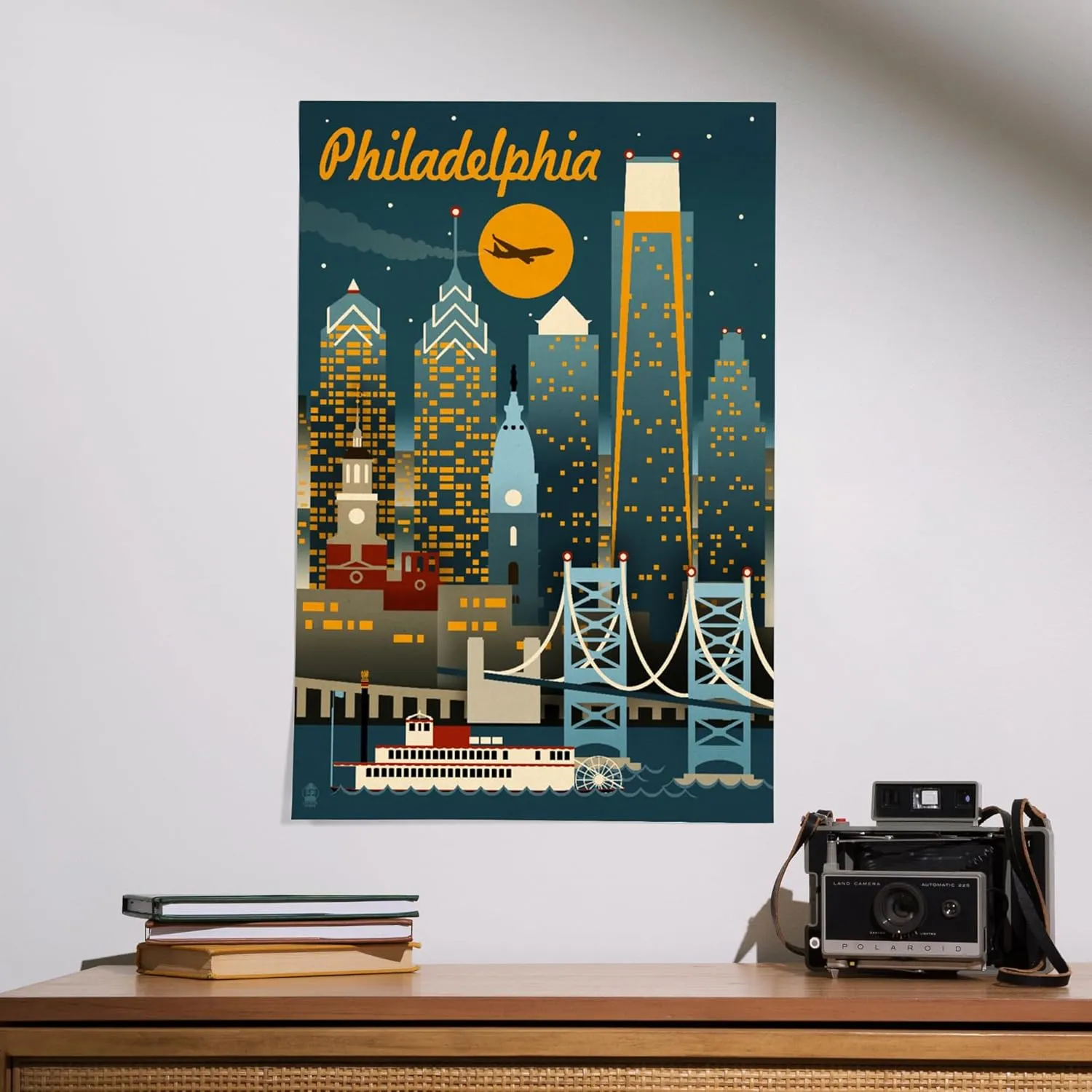 Lantern Press 16x24 Inch Giclee Art Print Wall Decor, Philadelphia, Pennsylvania, Retro Skyline