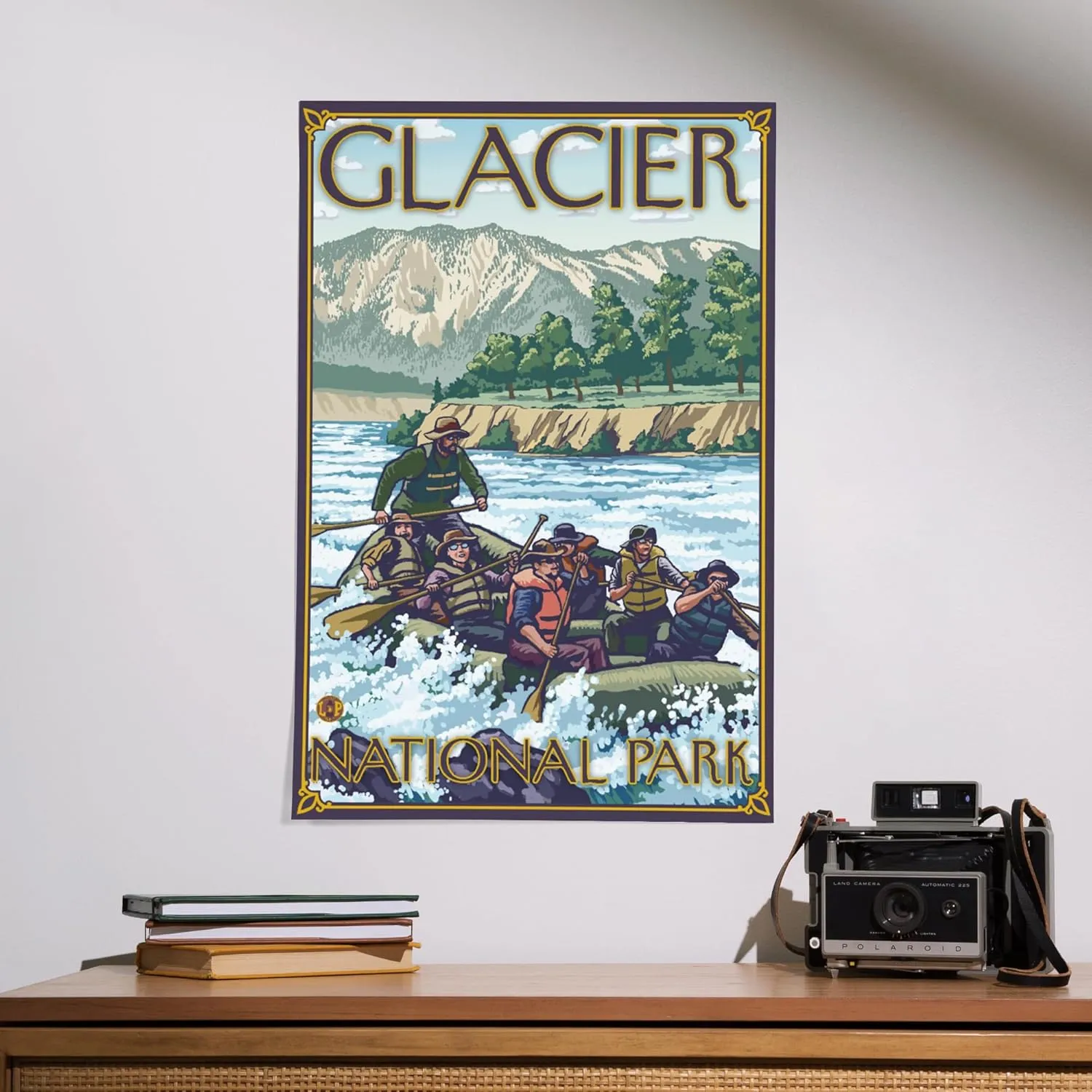 Lantern Press 16x24 Inch Giclee Art Print Wall Decor, White Water Rafting, Glacier National Park, MT