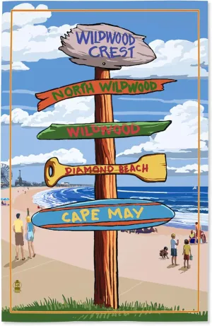 Lantern Press 16x24 Inch Giclee Art Print Wall Decor, Wildwood Crest, New Jersey, Destinations Sign
