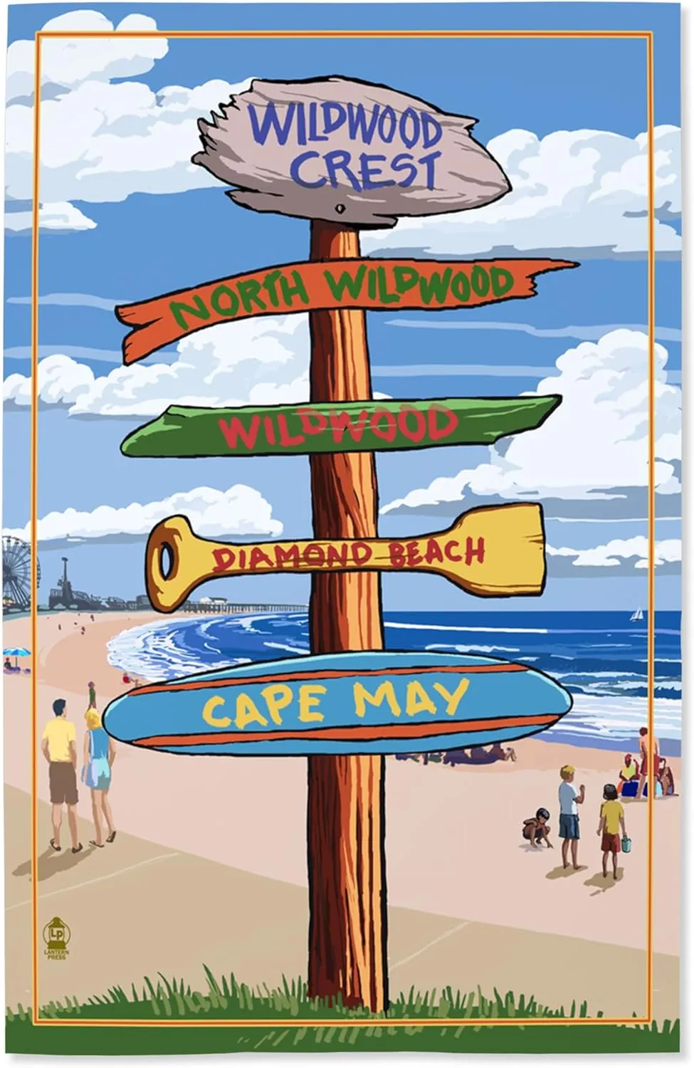 Lantern Press 16x24 Inch Giclee Art Print Wall Decor, Wildwood Crest, New Jersey, Destinations Sign