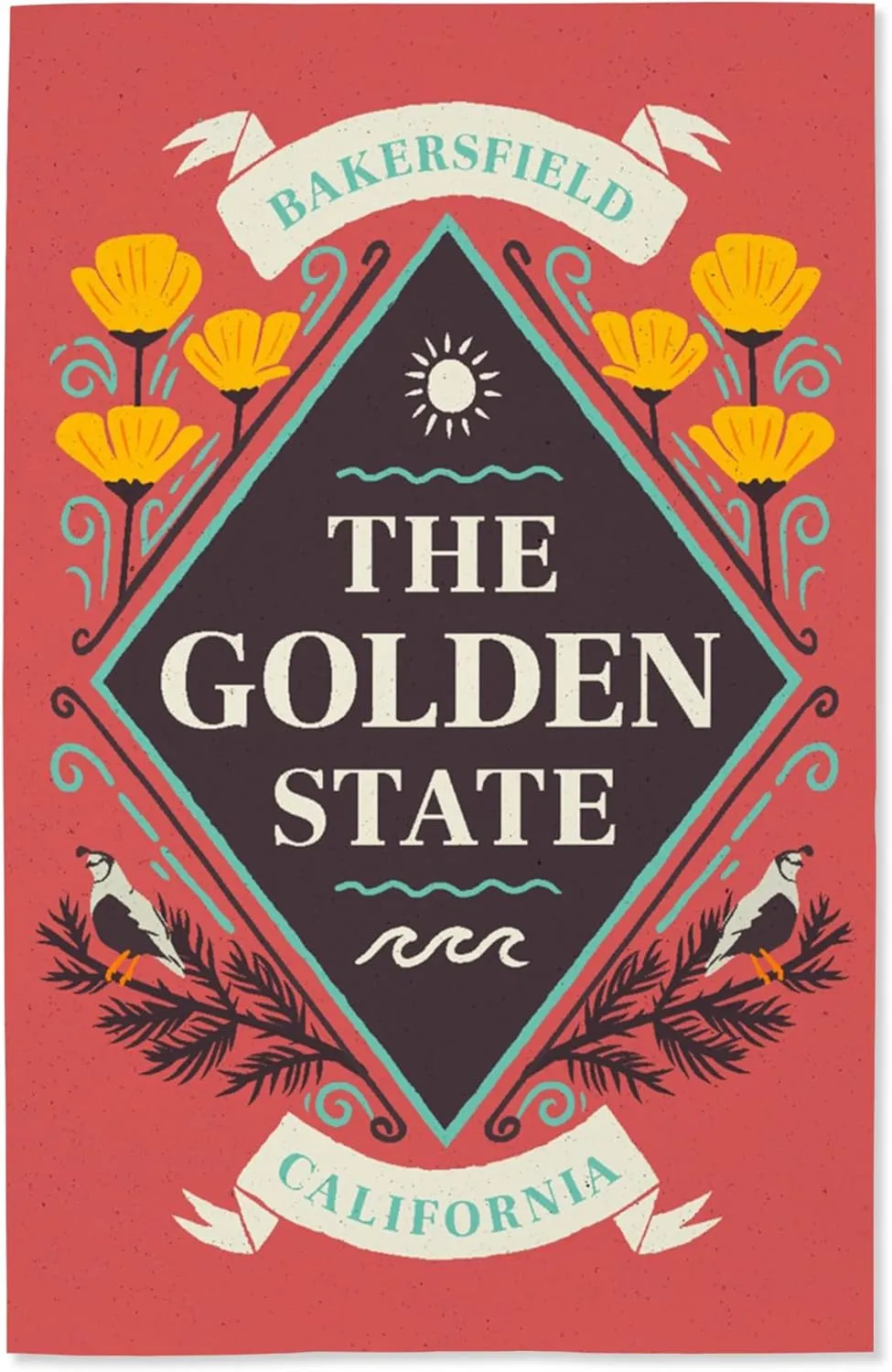 Lantern Press 16x24 Inch Giclee Print, Bakersfield, California, State Motto Crest, State Series