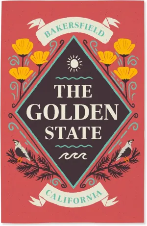 Lantern Press 16x24 Inch Giclee Print, Bakersfield, California, State Motto Crest, State Series