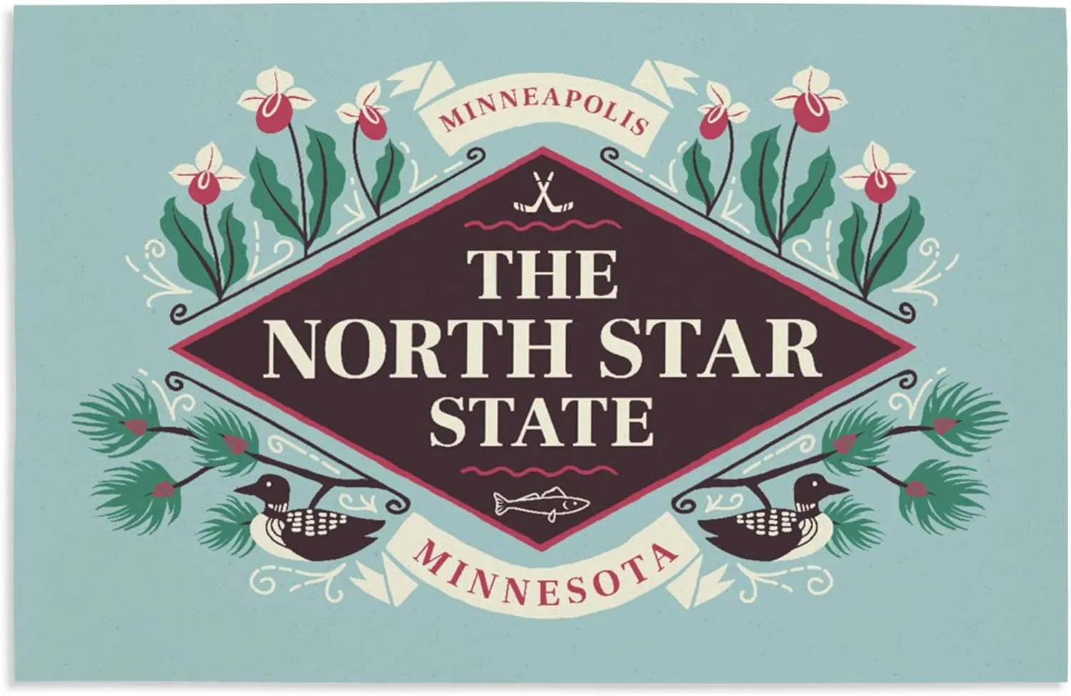 Lantern Press 16x24 Inch Giclee Print, Minneapolis, Minnesota, State Motto Crest, State Series,