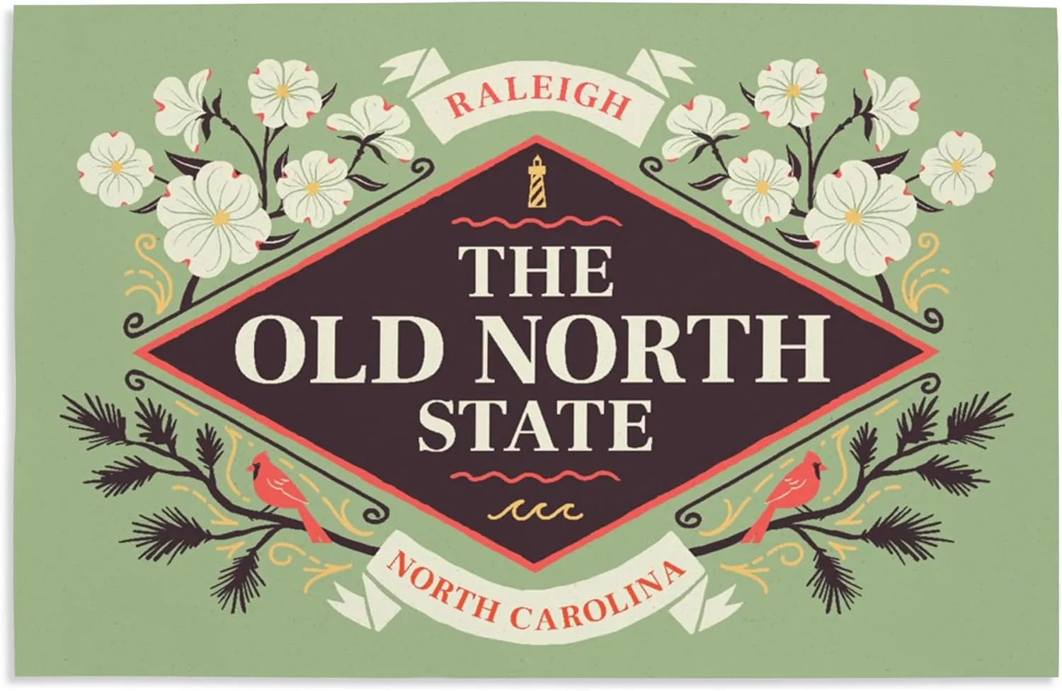 Lantern Press 16x24 Inch Giclee Print, Raleigh, North Carolina, State Motto Crest, State Series