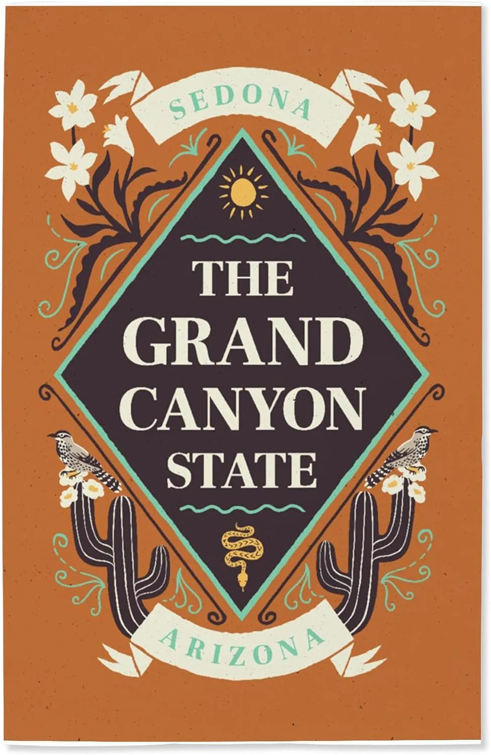 Lantern Press 16x24 Inch Giclee Print, Sedona, Arizona, State Motto Crest, State Series