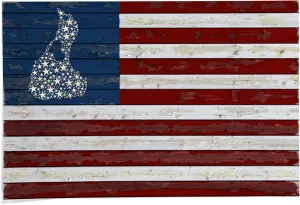 Lantern Press 24x36 Inch Giclee Art Print Wall Decor, Block Island, Rhode Island, Distressed Flag