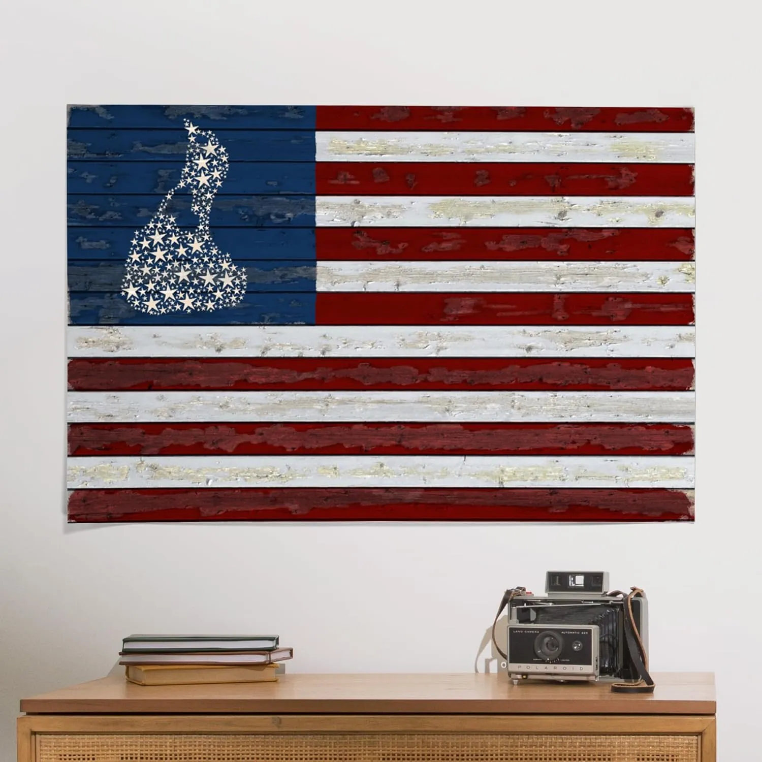 Lantern Press 24x36 Inch Giclee Art Print Wall Decor, Block Island, Rhode Island, Distressed Flag