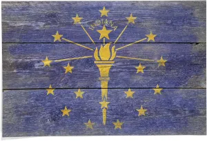 Lantern Press 24x36 Inch Giclee Art Print Wall Decor, Rustic Indiana State Flag