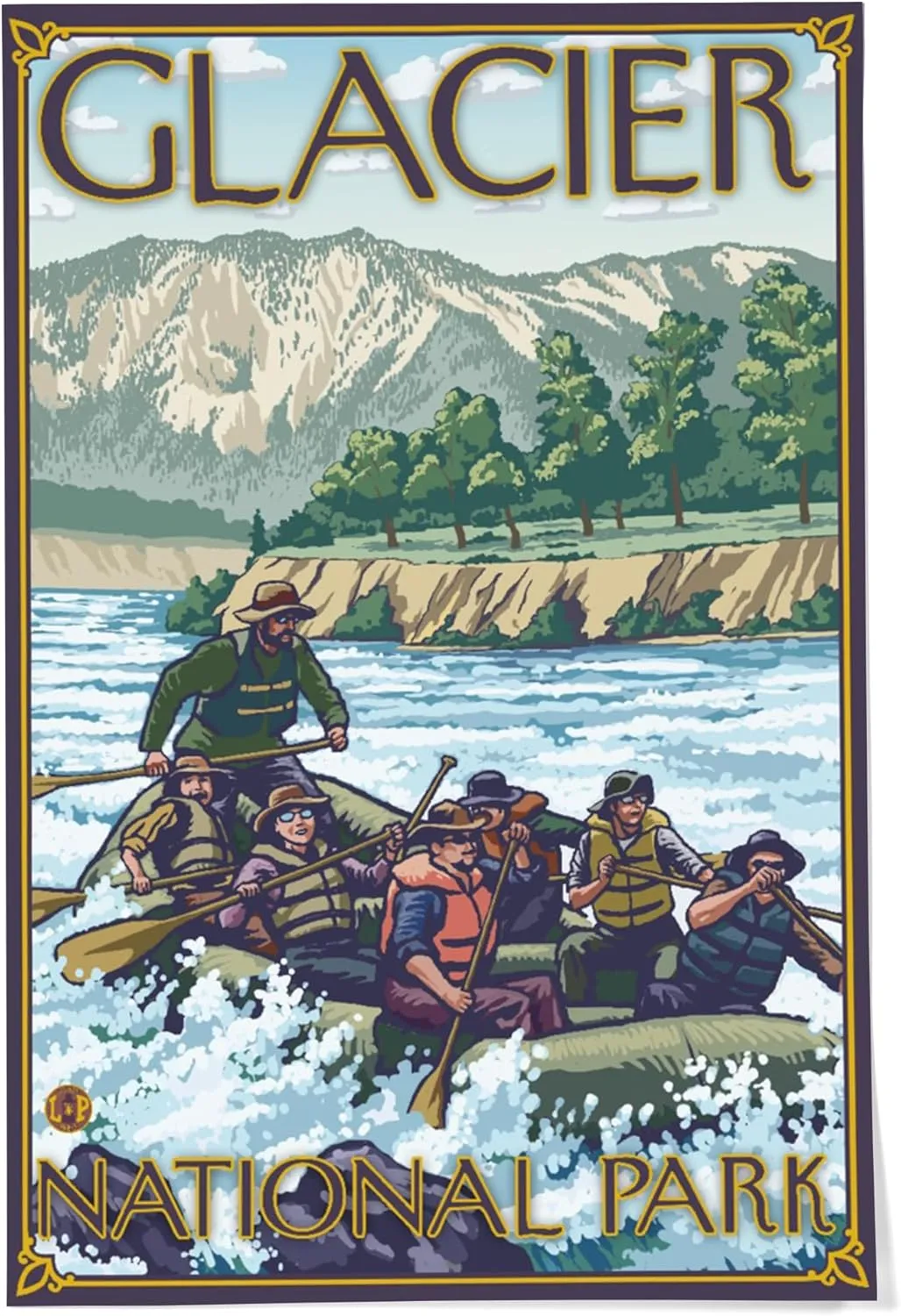 Lantern Press 24x36 Inch Giclee Print, White Water Rafting, Glacier National Park, MT