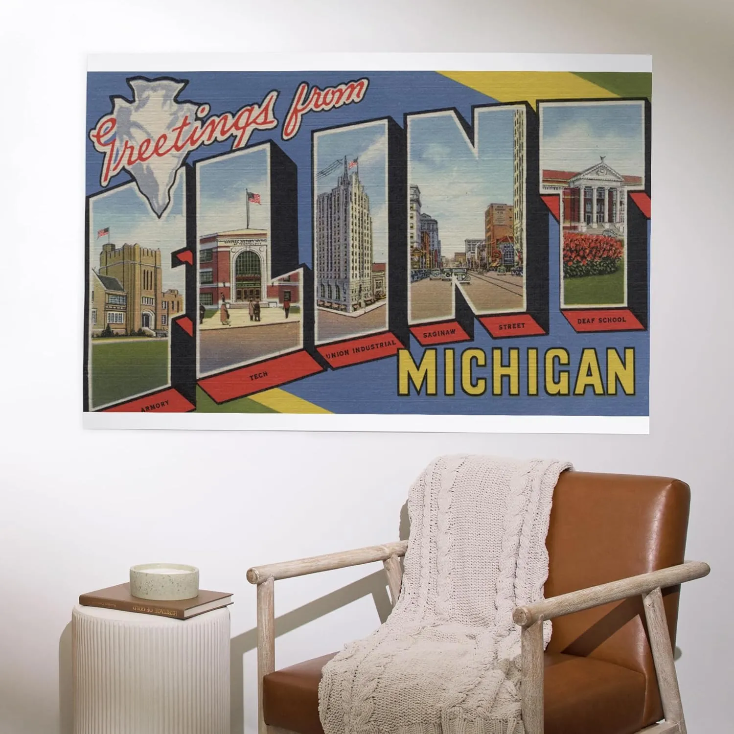 Lantern Press 36x54 Inch Giclee Art Print Wall Decor, Flint, Michigan, Large Letter Scenes