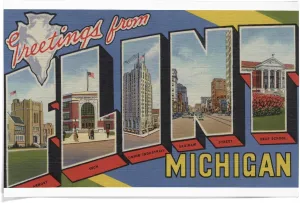 Lantern Press 36x54 Inch Giclee Art Print Wall Decor, Flint, Michigan, Large Letter Scenes