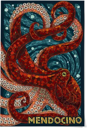 Lantern Press 36x54 Inch Giclee Print, Mendocino, California, Octopus Mosaic