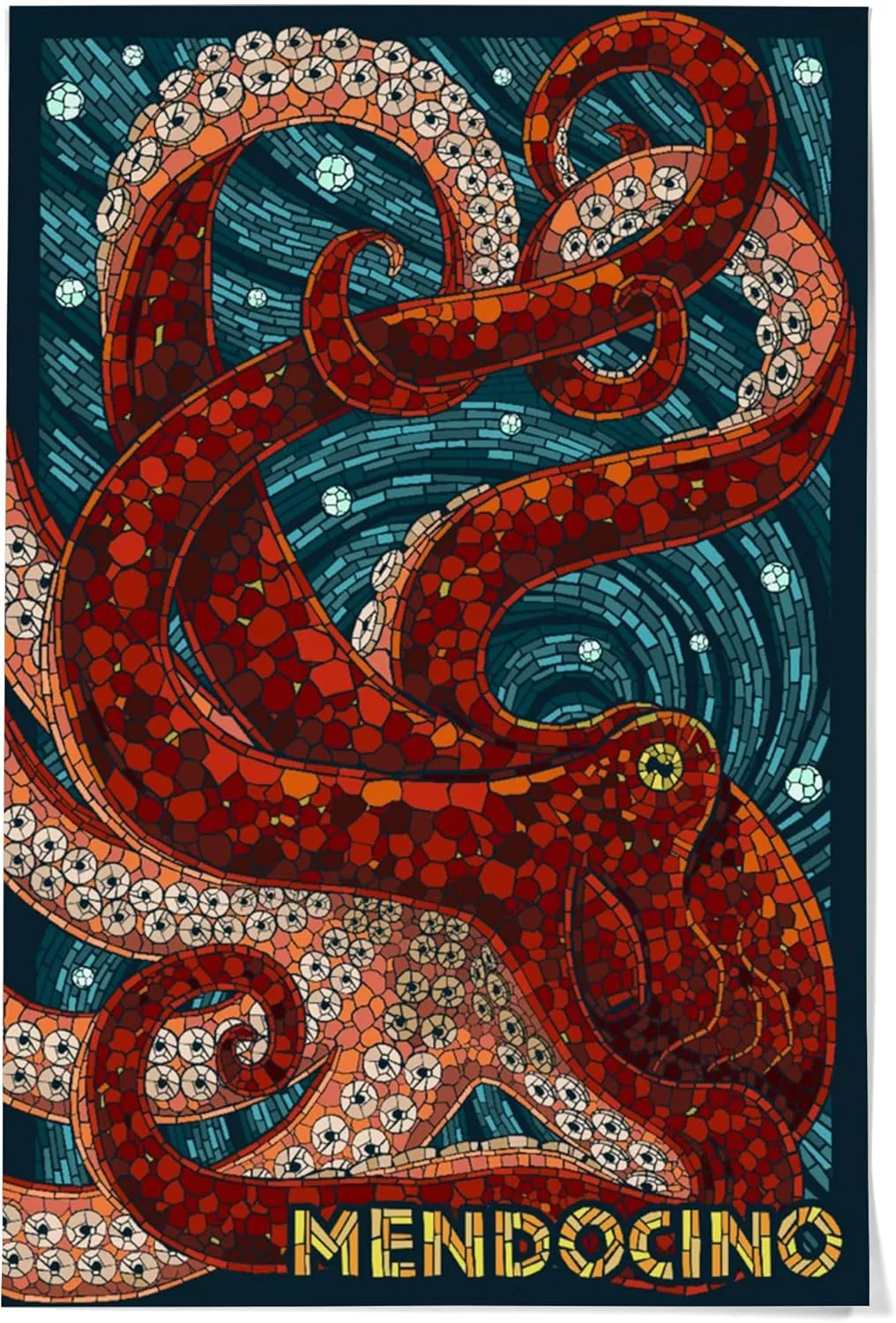 Lantern Press 36x54 Inch Giclee Print, Mendocino, California, Octopus Mosaic