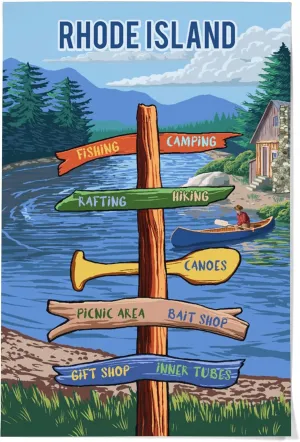 Lantern Press 36x54 Inch Giclee Print, Rhode Island, Signpost, River