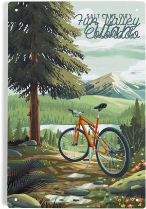 Lantern Press 6x9 Inch Metal Sign, Fun Valley, Colorado, Off To Wander, Cycling with Mountains