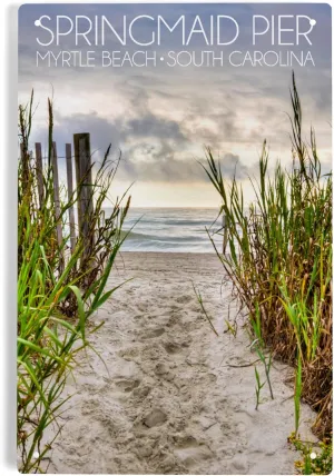 Lantern Press 6x9 Inch Metal Sign, Myrtle Beach, South Carolina, Springmaid Pier, Pathway to the Beach