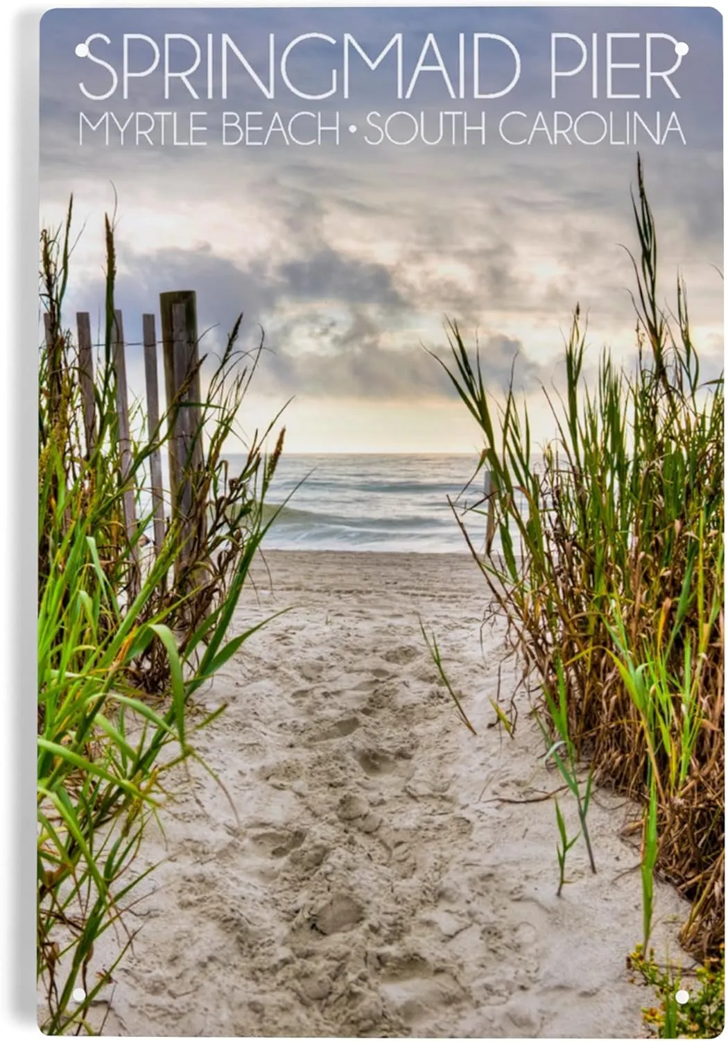 Lantern Press 6x9 Inch Metal Sign, Myrtle Beach, South Carolina, Springmaid Pier, Pathway to the Beach