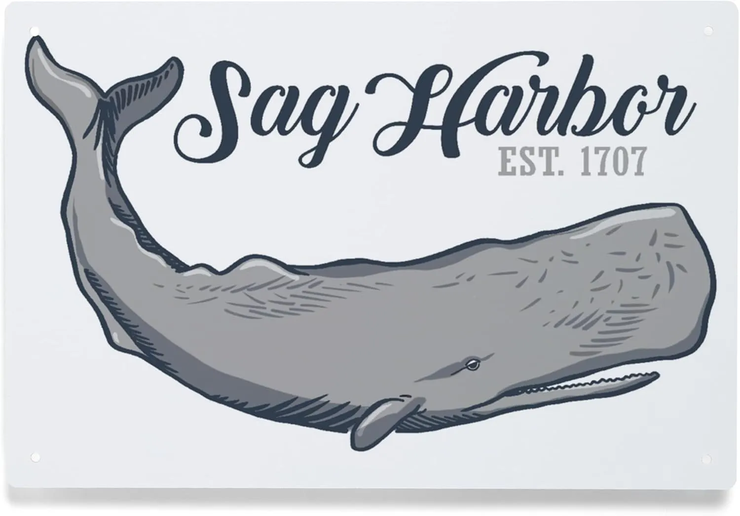 Lantern Press 6x9 Inch Metal Sign, Sag Harbor, New York, Sperm Whale