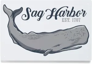 Lantern Press 6x9 Inch Metal Sign, Sag Harbor, New York, Sperm Whale