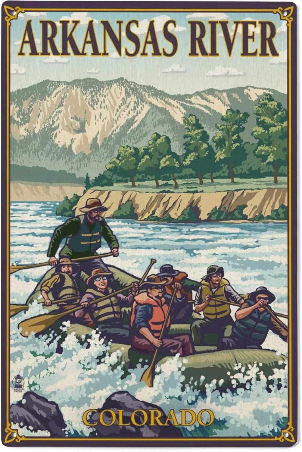 Lantern Press 6x9 Inch Wood Sign, Ready to Hang Wall Decor, Arkansas River, Colorado, River Rafting