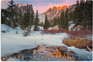 Lantern Press 6x9 Inch Wood Sign, Ready to Hang Wall Decor, Rocky Mountain National Park, Colorado, Snowy Valley