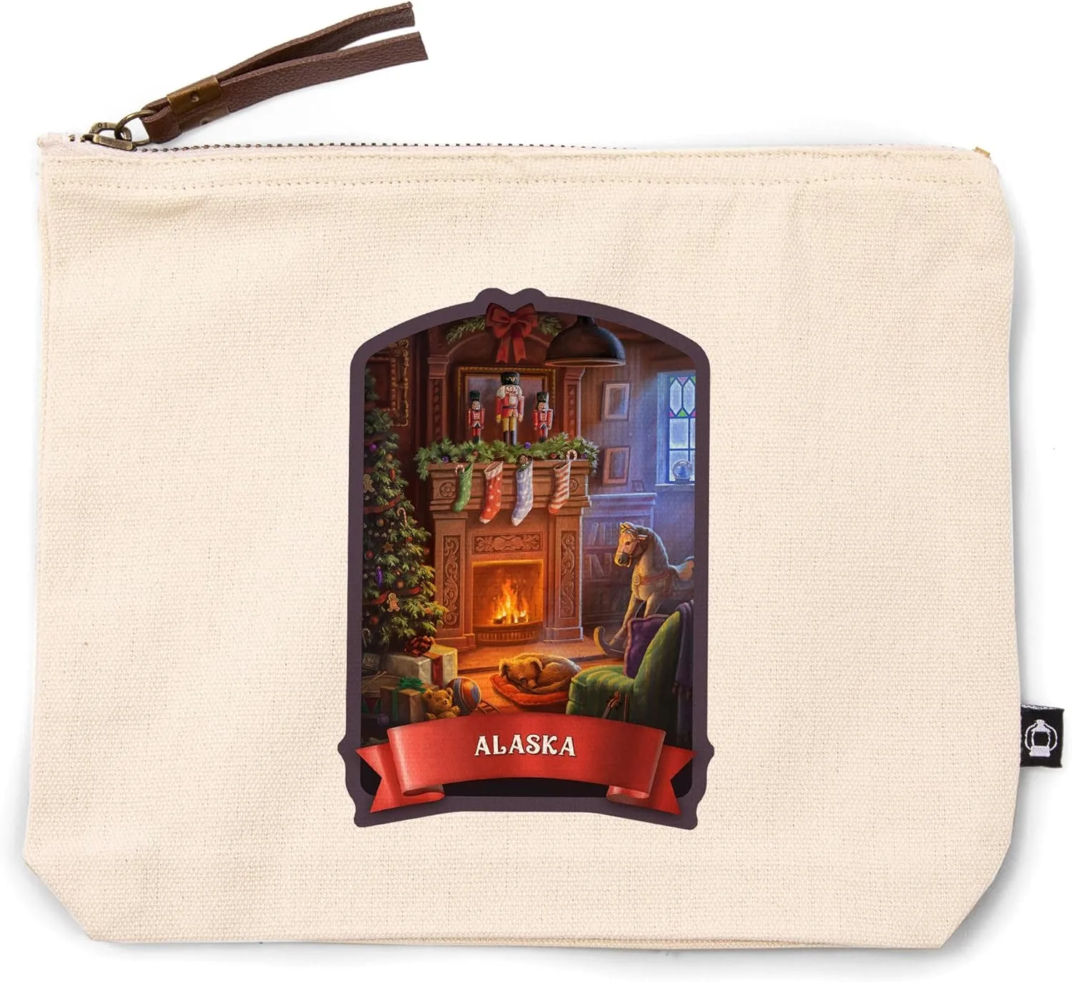 Lantern Press Alaska, Christmas Morning, 100% Cotton Zipper Pouch, Travel Accessory, Go Bag