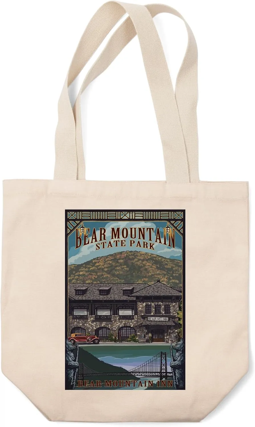 Lantern Press Bear Mountain State Park, New York, Bear Mountain Inn (100% Cotton Canvas Reusable Tote Bag)