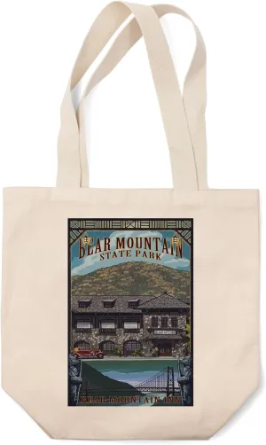 Lantern Press Bear Mountain State Park, New York, Bear Mountain Inn (100% Cotton Canvas Reusable Tote Bag)