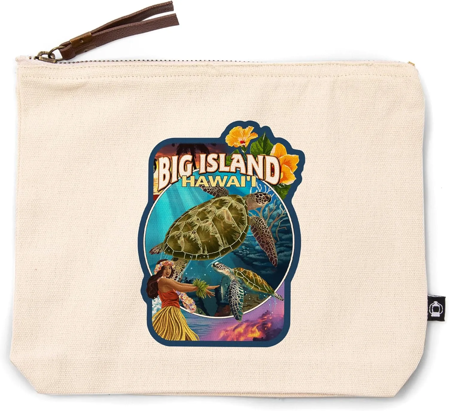 Lantern Press Big Island, Hawaii, Big Island Montage, 100% Cotton Zipper Pouch, Travel Accessory, Go Bag