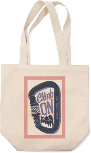 Lantern Press Boulder, Colorado, Outdoor More Series, Carabiner (100% Cotton Canvas Reusable Tote Bag)