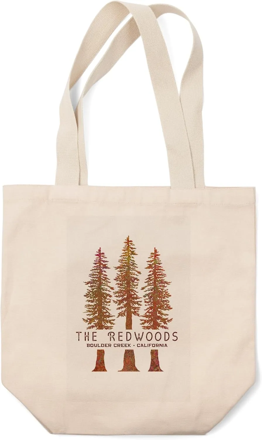 Lantern Press Boulder Creek, California, Redwood National and State Parks (100% Cotton Canvas Reusable Tote Bag)