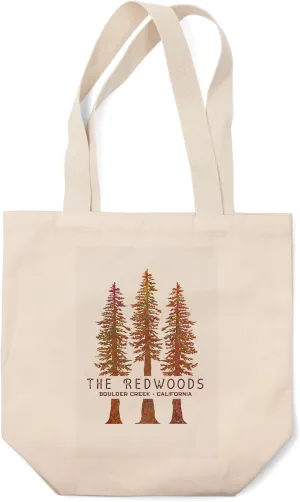Lantern Press Boulder Creek, California, Redwood National and State Parks (100% Cotton Canvas Reusable Tote Bag)