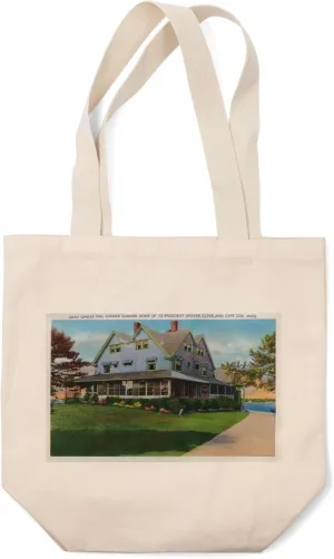 Lantern Press Cape Cod, Massachusetts, Exterior View of The Gray Gables Inn (100% Cotton Canvas Reusable Tote Bag)
