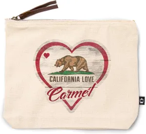 Lantern Press Carmel, California, State Bear with Heart, 100% Cotton Zipper Pouch, Travel Accessory, Go Bag