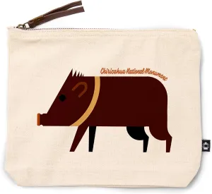 Lantern Press Chiricahua National Monument, Arizona, Javelina, Geometric, 100% Cotton Zipper Pouch, Travel Accessory, Go Bag
