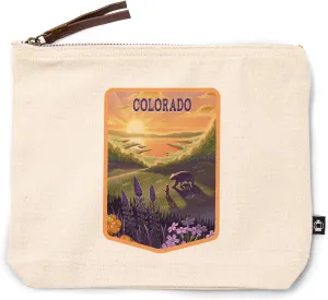 Lantern Press Colorado, Lithograph, Bear and Spring Flowers, Lake, 100% Cotton Zipper Pouch, Travel Accessory, Go Bag