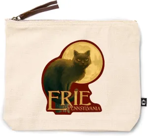 Lantern Press Erie, Pennsylvania, Black Cat, Halloween Oil Painting, 100% Cotton Zipper Pouch, Travel Accessory, Go Bag