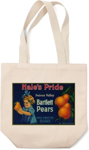 Lantern Press Hale's Pride Pear Crate Label (100% Cotton Canvas Reusable Tote Bag)
