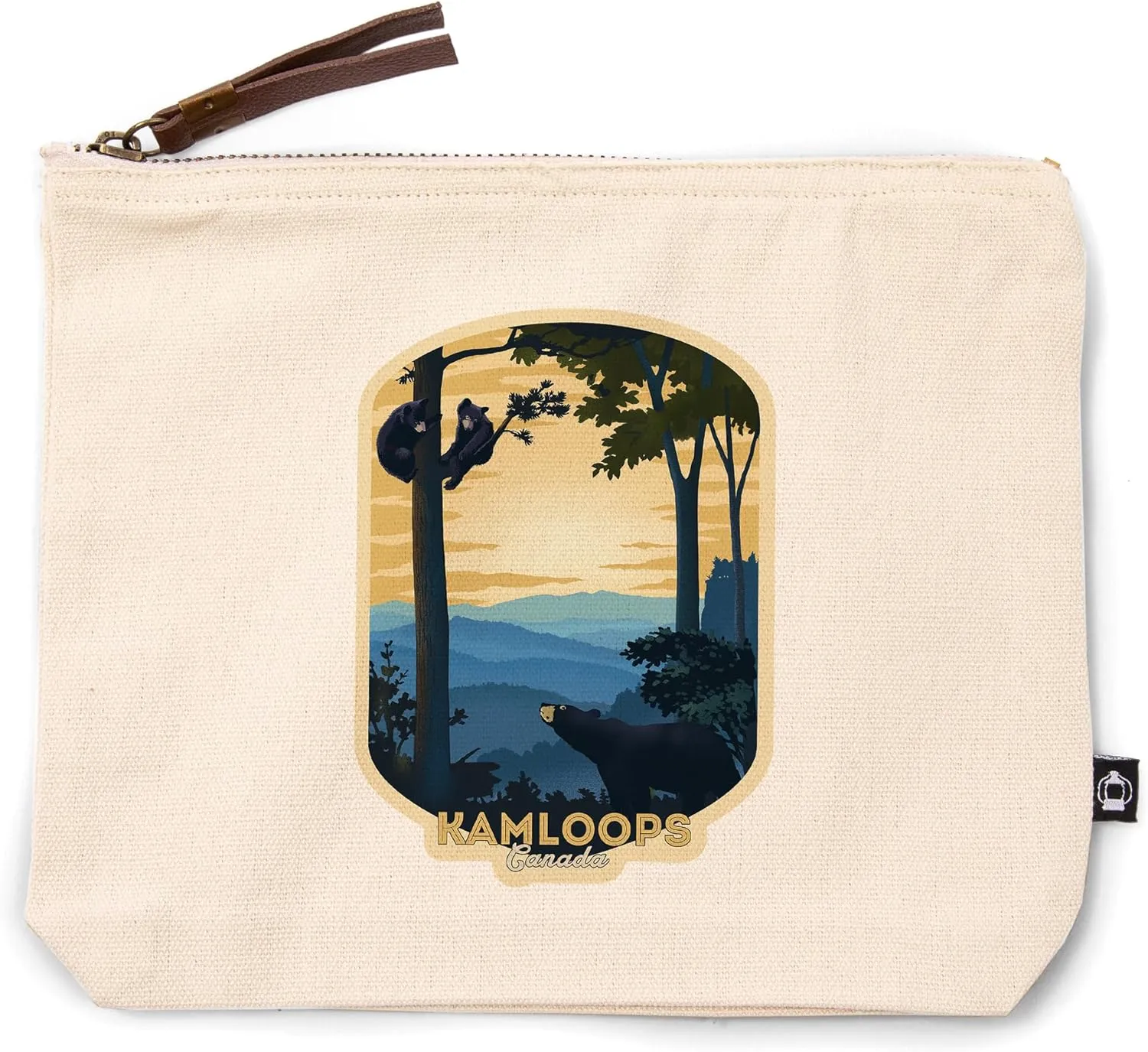 Lantern Press Kamloops, Canada, Black Bears, Lithograph, 100% Cotton Zipper Pouch, Travel Accessory, Go Bag