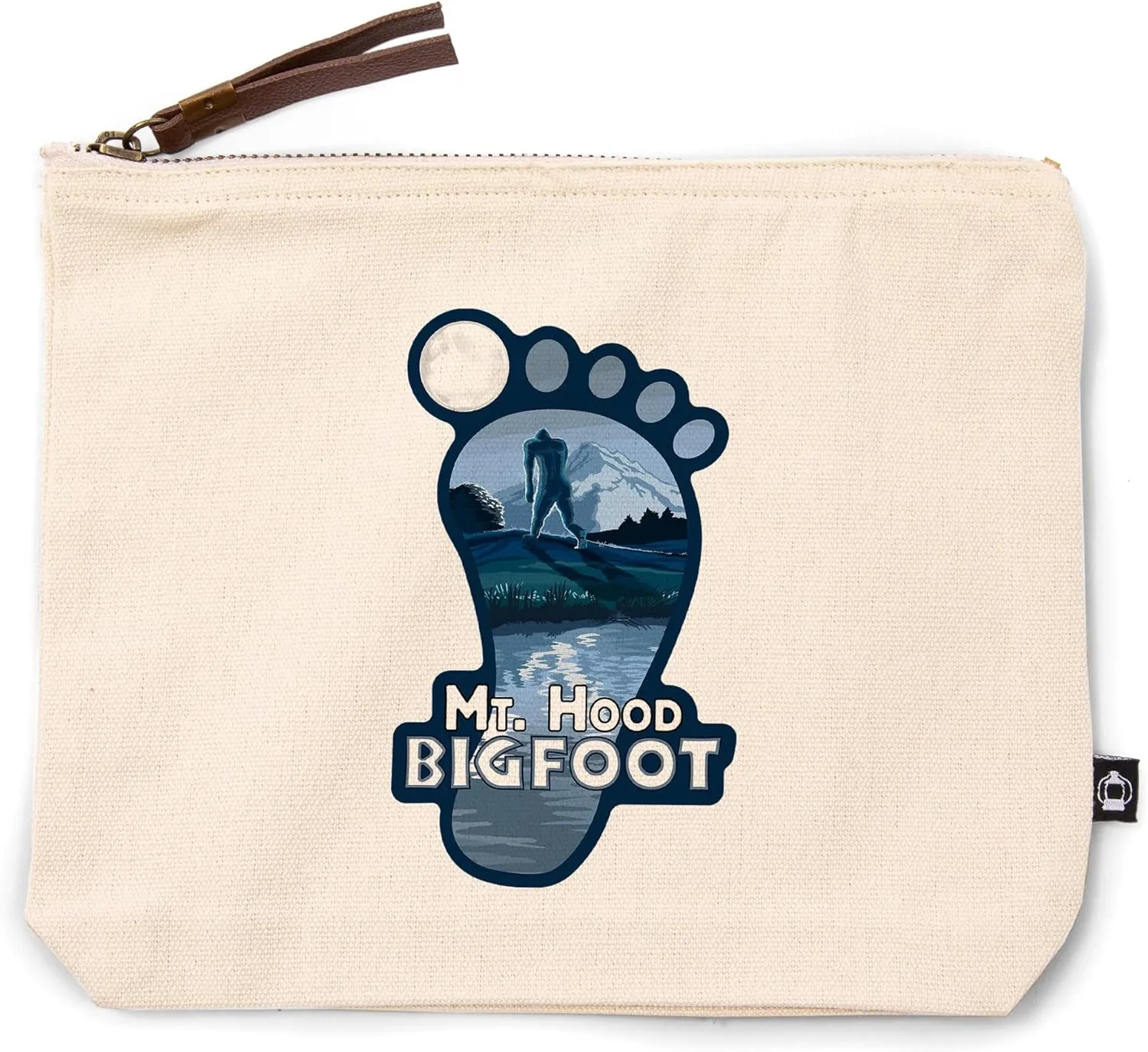 Lantern Press Mt. Hood, Oregon, Bigfoot and Mountain, 100% Cotton Zipper Pouch, Travel Accessory, Go Bag
