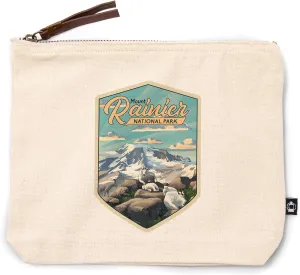 Lantern Press Mt Rainier National Park, Goats, Lithograph, 100% Cotton Zipper Pouch, Travel Accessory, Go Bag
