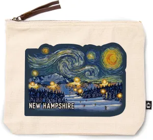 Lantern Press New Hampshire, Starry Night, Ski, 100% Cotton Zipper Pouch, Travel Accessory, Go Bag
