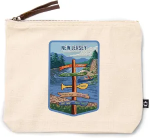 Lantern Press New Jersey, Signpost, River, 100% Cotton Zipper Pouch, Travel Accessory, Go Bag